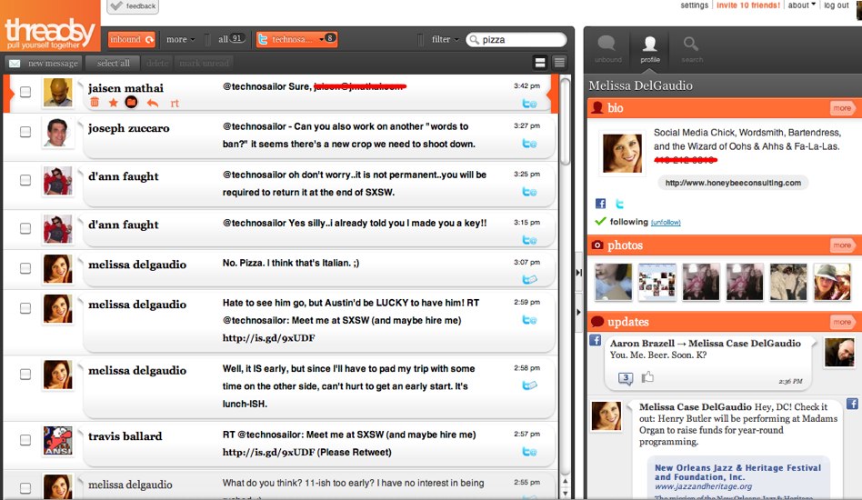 Threadsy Aggregates Email, Facebook and Twitter (plus invites!)